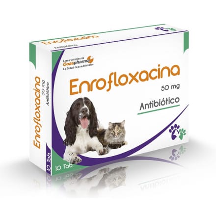 ENROFLOXACINA 50 MG CAJA x 10 Comprimidos Veterinarios